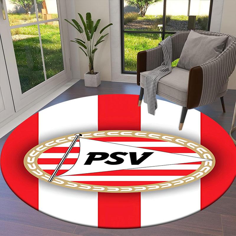 PSV Eindhoven Round Area Rug,Carpet Rug for Living Room Bedroom Sofa Playroom Decor,Non-slip Floor Mat