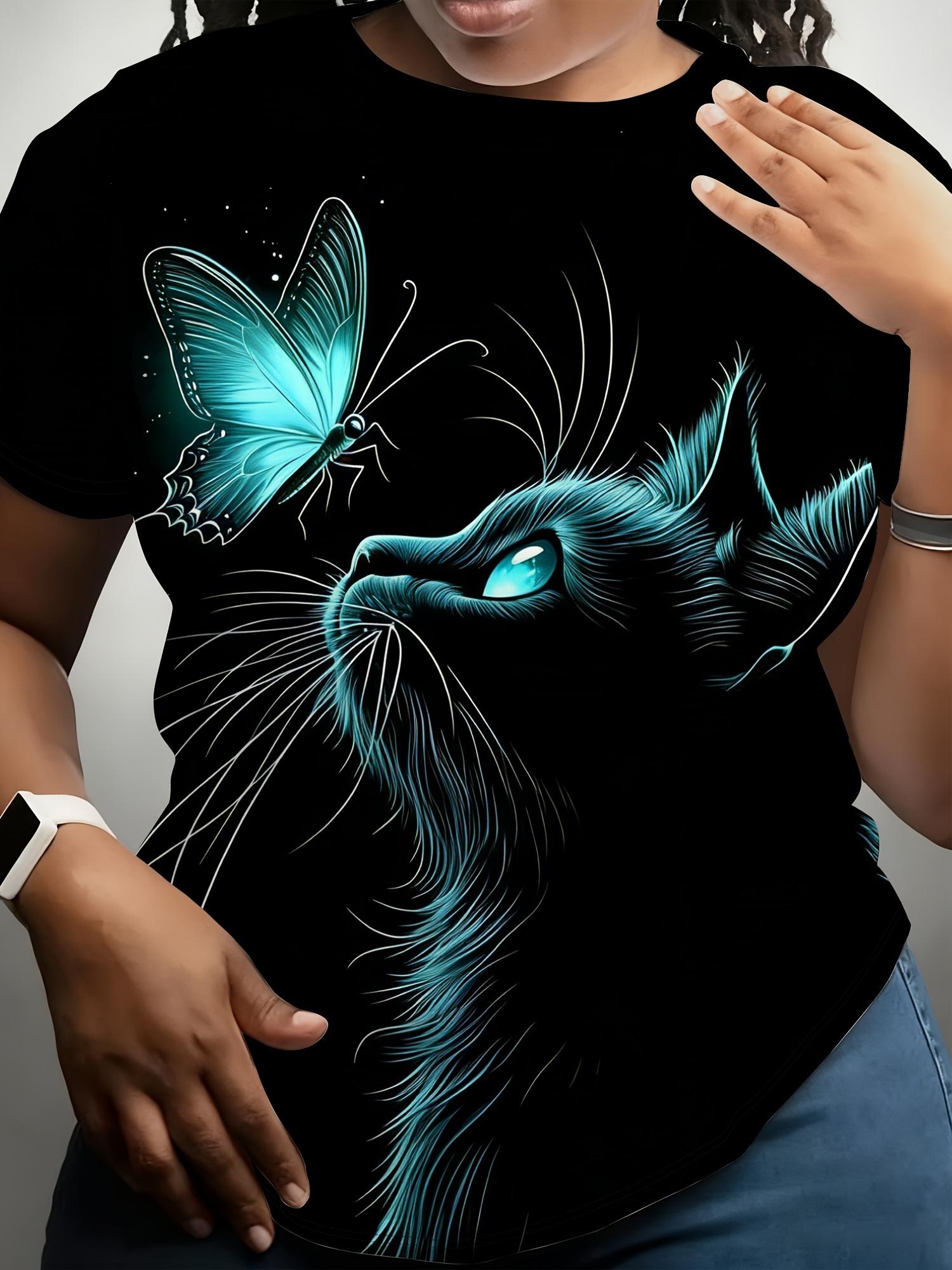 

Blue Fluorescent Cat and Butterfly Print Short Sleeve T-Shirt. Fantasy Loose Round Neck Top. Women s Clothing. Women s Clothing. Women s Clothing 2XL дубильная кора