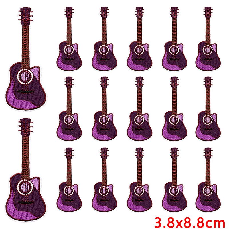 10pcs Wholesale New Art Wind Electric Guitar Embroidery Patches Diy Creative Cartoon Iron On Patches For Clothing Jackets Decor 
