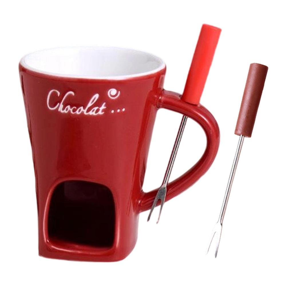 130 ml Schokoladen-Fondue-Tasse mit Gabel zum Kochen von Süßigkeiten, Mahlzeiten und für den Heimgebrauch.