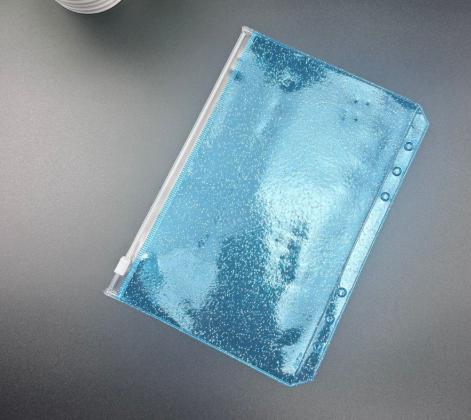 A6 Bunte Flache Glitzer-Ordnerhüllen Ordner Reißverschluss-Mappen Für 6-Ring-Notizbuchordner Wasserdichte PVC Blatt Dokumentenablage Tasche