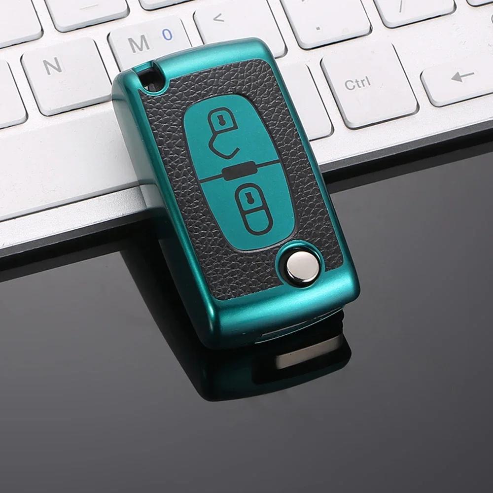 1pcs Car Remote Key Case Cover for Peugeot 107 207 307 307S 308 407 607 Citroen C2 C3 C4 C5 C6 C8 TPU Leather 2/3 Buttons
