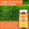 Vitamin D3 and K2 Gummies, Containing Natural Coconut Oil, Plant-based Two-in-one Formula, Gentle and Easily Absorbed, Suitable for Adults.