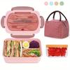 Bento Lunch Box Set with Carry Bag: Microwave-Safe Compartments, Rectangular Design for Adults, School & Office Essentials.