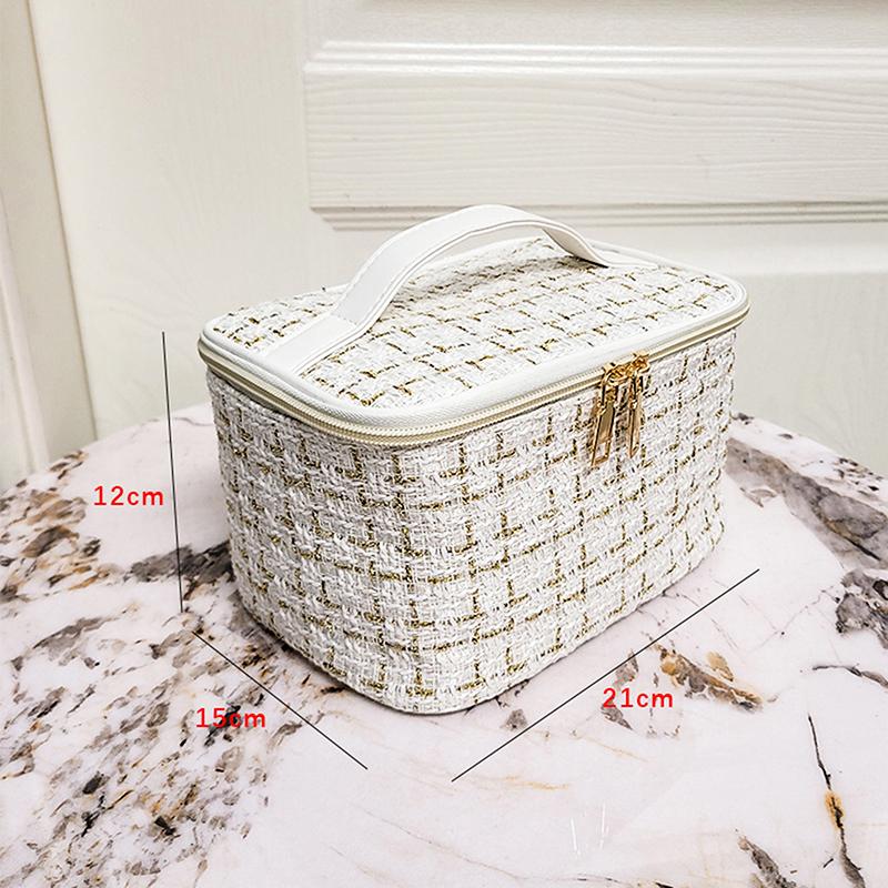 Cosmetic Bag Large Capacity Portable Handbag Woven Cosmetics Makeup Brush Storage Household Travel Wash Bag