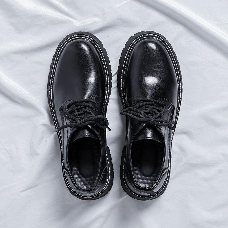 Big head leather shoes Korean version trendy British versatile business dress men's shoes casual youth black small leather shoes 3195-R