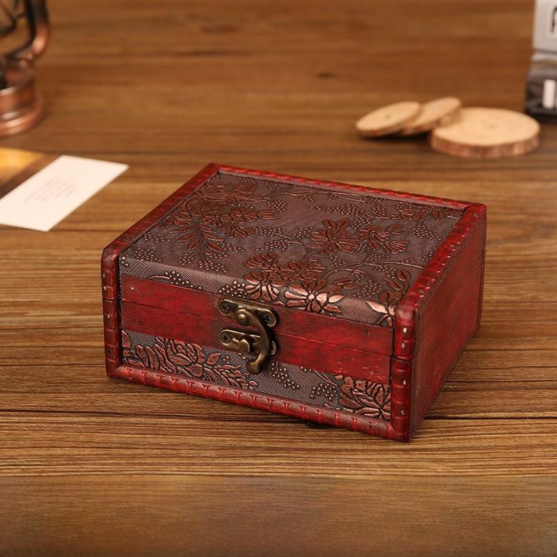 Wooden Vintage Style Box With Lock For Organizing Jewelry Decoration Accessories