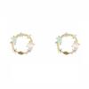 Korean Round Pink Green Crystal Earrings for Women 2024 Design Classic Sweet Flower Round Earrings Jewelry Fashion Accessories