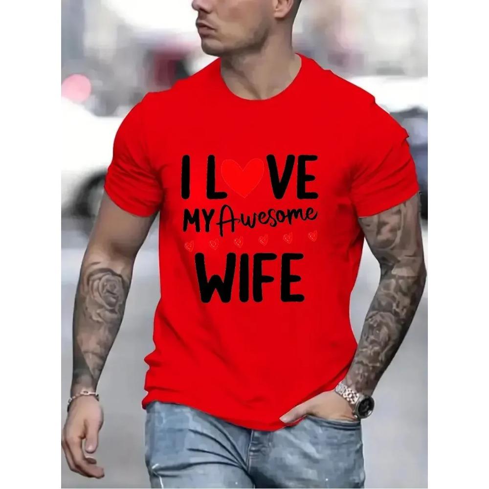 Vintage Men's T-shirt I Love My Awesome Wife Print Tops Summer Casual Street Fashion T Shirt Oversized Tee Shirt Men Y2K Clothes