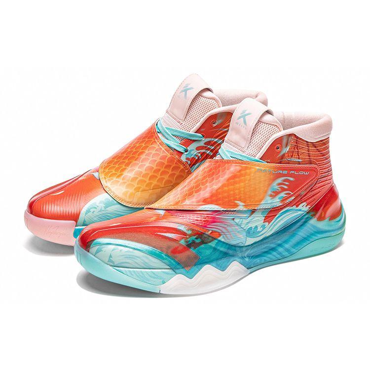 Anta KT6 Koi Fish Basketball Shoes Comfortable Shock Absorption High Top Men sneaker Orange Blue 112041101-9