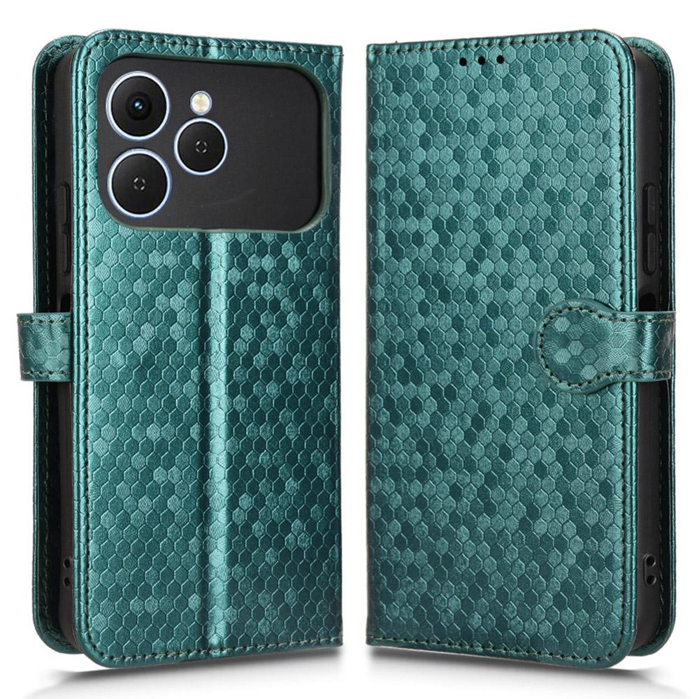 For TECNO Spark 40 4G Wallet Case Dot Pattern Imprint PU Leather Phone Cover with Wrist Strap