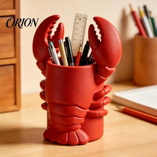 Novelty Desk Decor Lobster Pen Holder, 3D Printed Desktop Organizer, Crayfish Pencil Stand Fun Office Supplies for Student Supplies, Halloween