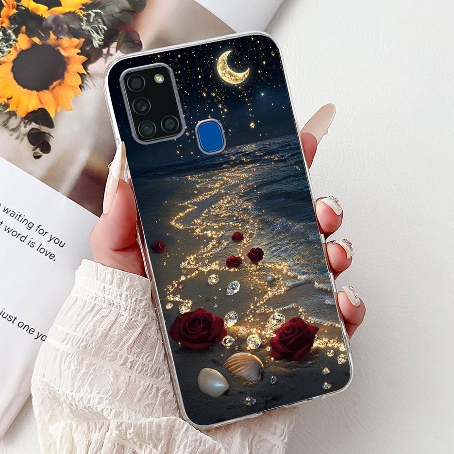 For Samsung Galaxy A21S Case SM-A217F Cute Lucky Koi Painted Cover Soft Slim Phone Case For Samsung A21s A217F Back Cover Bumper