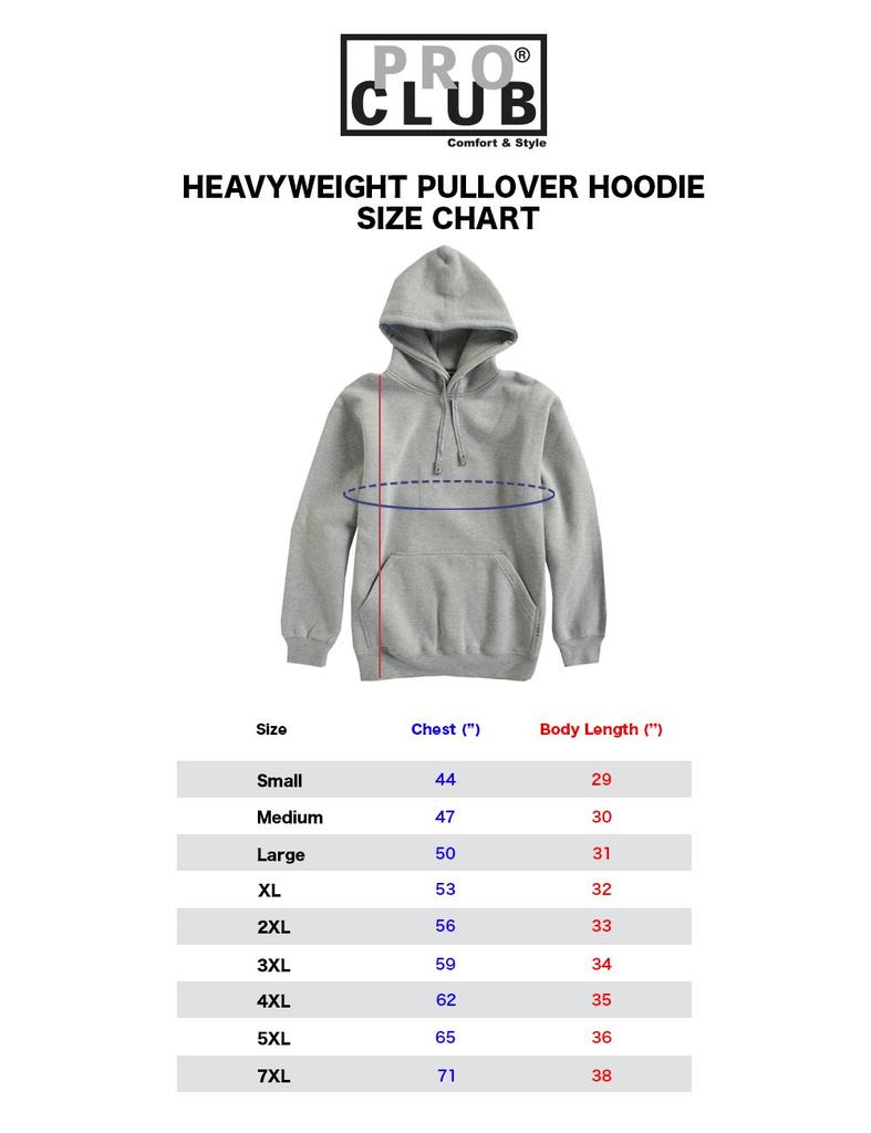 Pro Club Men's Heavyweight Pullover Hoodie (13oz), US Size: Large, Color: Black