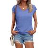 Women Summer Short Sleeve Solid Color V Neck Casual T Shirt Fashion Top