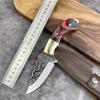 Kitchen Knife Thick Carved Pattern Handmade Knife Outdoor Barbecue Meat Eating Knife Stainless Steel Fruit Knife