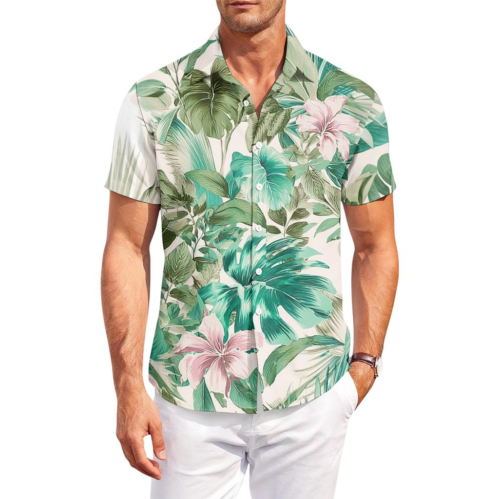 Casual Herenhemd met Korte Mouwen, Losse Pasvorm, met Hawaïaanse Print