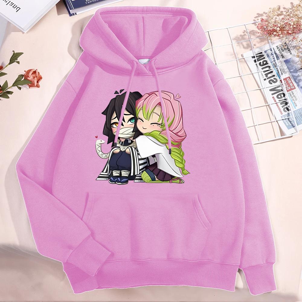 New Anime Cute Kanroji Mitsuri Iguro Obanai Printing Hoodies For Women Men Autumn Winter Sweatshirt Fashion Streetwear Pullover