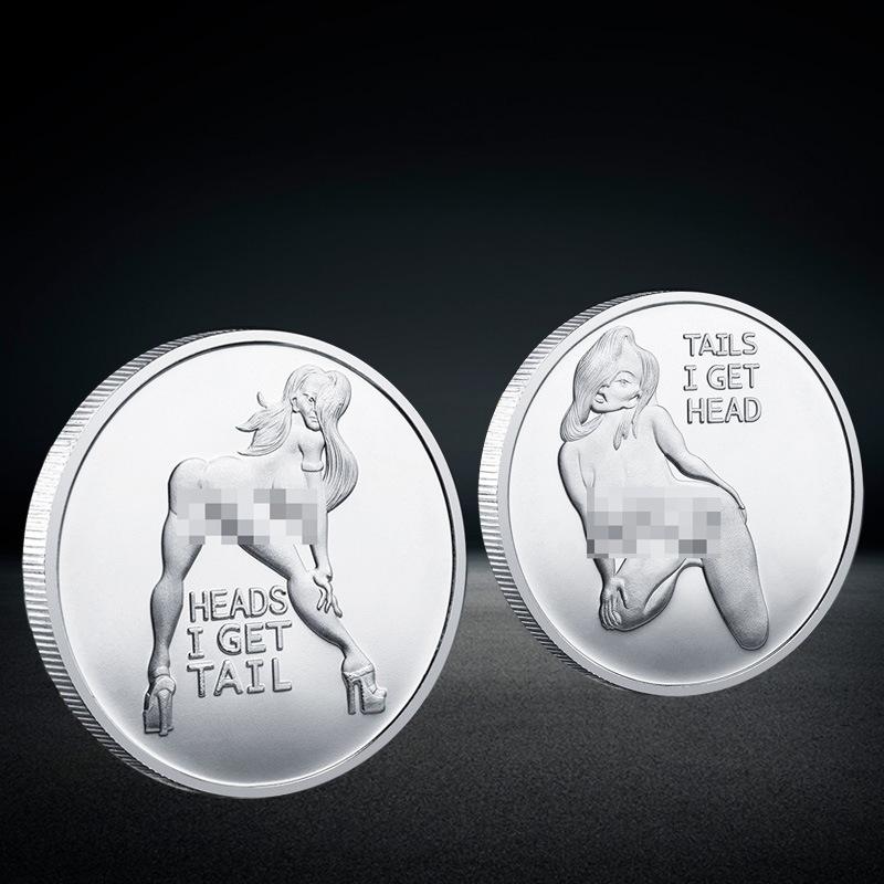 Moneta Ragazza Sexy, Moneta Portafortuna, Moneta Commemorativa in Argento Dorato di Bellezza, Moneta Sexy, Artigianato Divertente con Monete, Regalo di Natale, Pensierini per la Befana