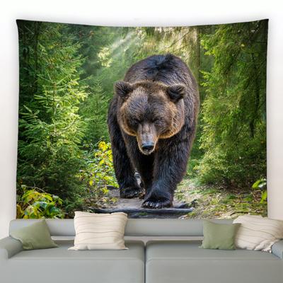 Forest Animal Tapestry Wild Leopard Tiger Bear Plant Nature Landscape Wall Hanging Beach Mat Room Decoration Home Decoration