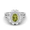 2.17 Ctw Oval Peridot 925 Sterling Silver Trio Split Shank Accents Women Wedding  Ring