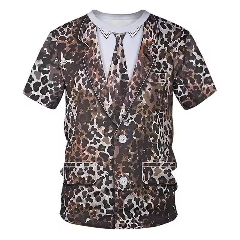 

Забавная футболка с леопардом для ролевых игр с животными, мужская футболка с коротким рукавом и круглым вырезом, оригинальные футболки, хип-хоп, стрит, косплей, 3D-принт, полосатая футболка XS