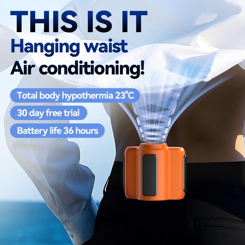 New Outdoor Portable Mini Hanging Neck Hanging Fan USB Charging Waist Hanging Fan LED Light Camping Waist Hanging Fan