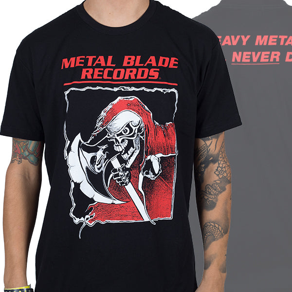 Metal Blade Records Metal Massacre Stampa Teschio Rosso Maglietta in Cotone Anni '80 Vintage Compilation Heavy Metal Unisex