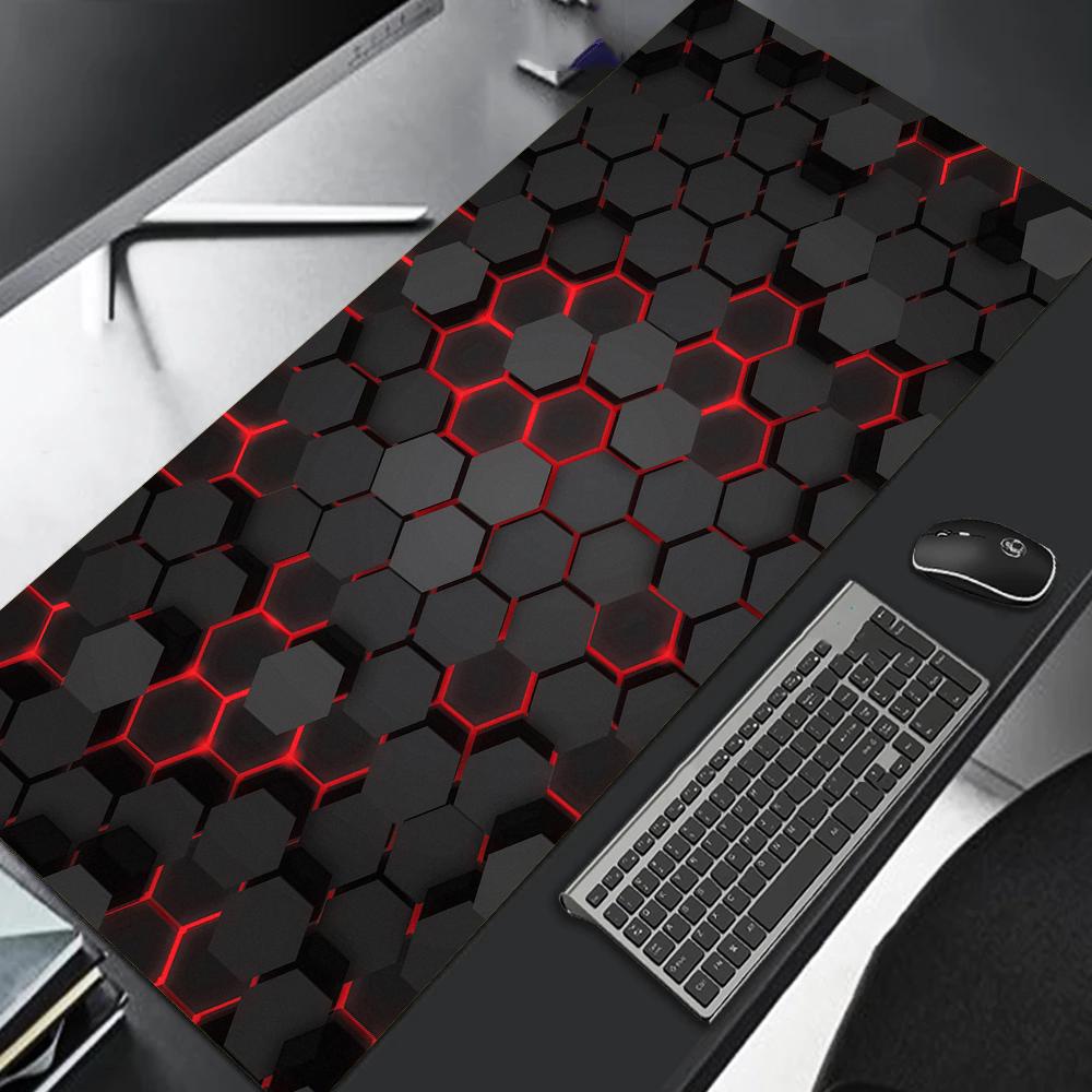 Large Gaming Mouse Pad 90x40 Red Blue Gradient Design Non-Slip Rubber Sewn Edge Gaming Desk Mat Keyboard Gamers and Office Work