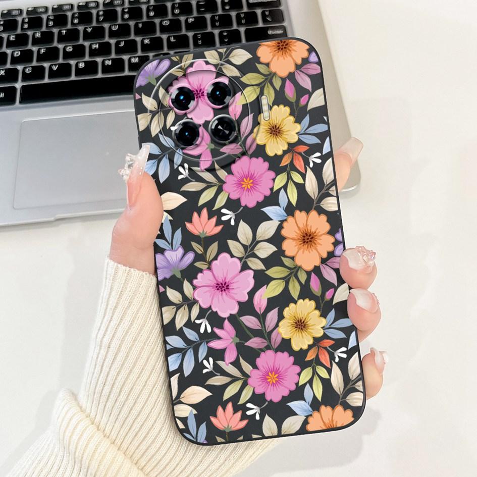 For Tecno Spark 20 Pro+ 2024 Case Fashion Flower Cactus Soft Liquid Silicone Lens Protective Cover on Spark 20 Pro Plus KJ7 Etui