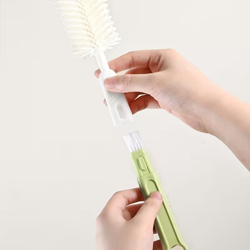 3Pcs/Set Portable 360° Rotatable Milk Bottle Brush Set Handheld Silicone Cup Clean Tool Long Handle Pacifier Cleaning Brush
