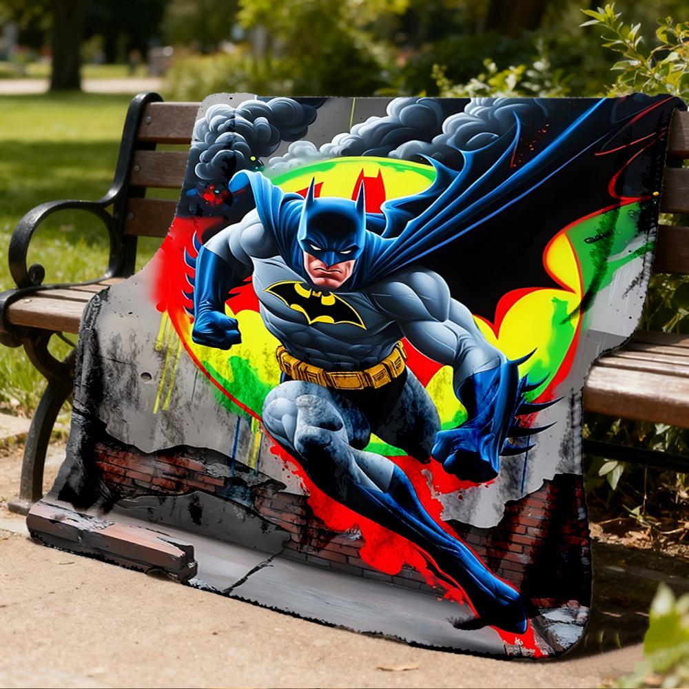 1pc Batman, Superhero Outdoor Flannel Throw Blanket Soft, Lightweight & Warm for Sofa, Office