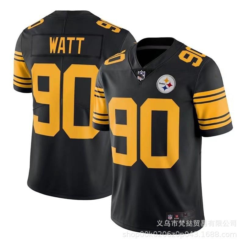 Camiseta de Fútbol Americano NFL Pittsburgh Steelers para Hombre y Mujer Manga Corta Algodón Cuello en V Ropa Deportiva de Equipo
