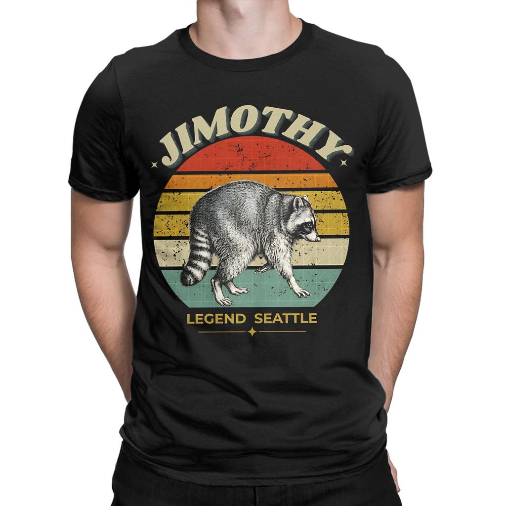 Jimothy Raccoon Seattle Viral Raccoon T Shirt Unisexs 100 Cotton Humorous Tshirt Round Collar Tees Short Sleeve Clothing Summer