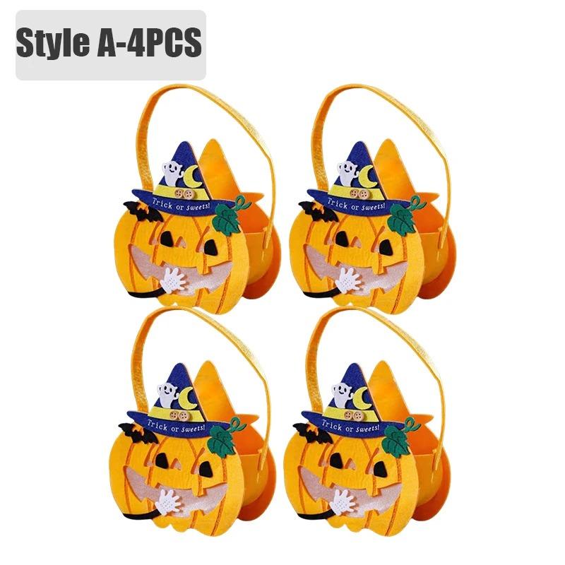 1-6 STÜCK Halloween Süßigkeitenbeutel für Kinder Filz Kürbis Geschenk Tragetasche Feiertagsparty Halloween Dekorationen Zubehör