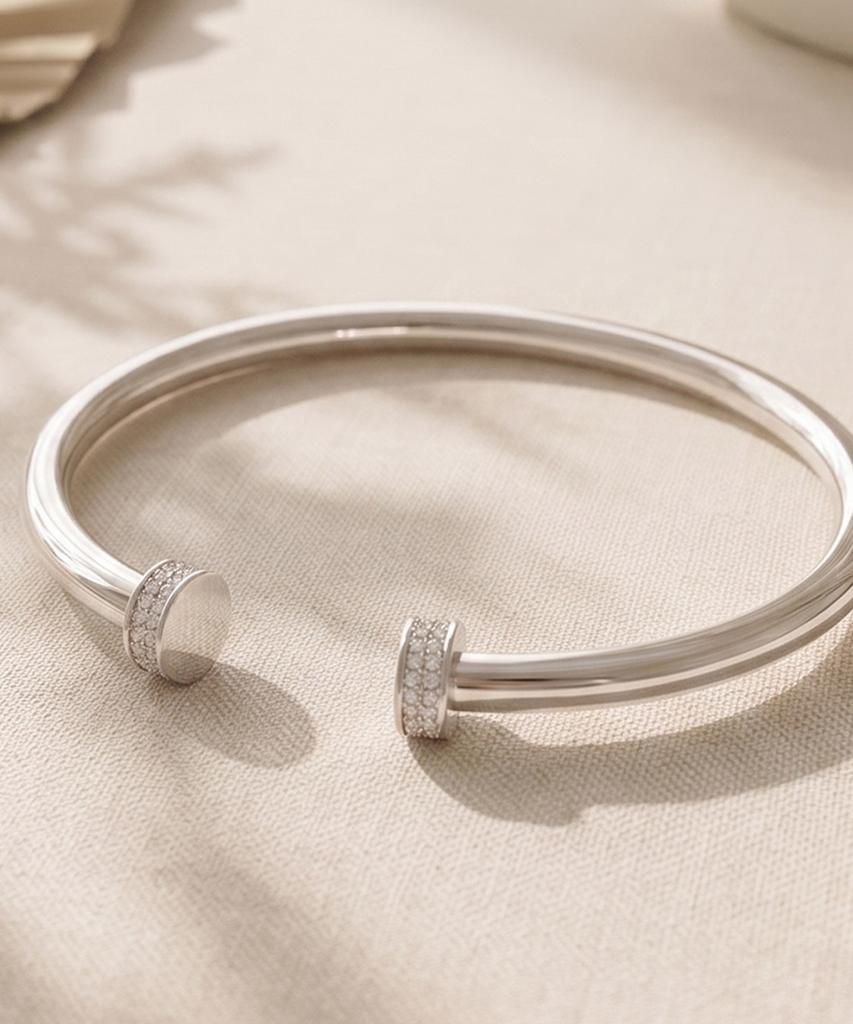 Helene Jewelry 925 Silver Force Line Bangle Silver Bracelet