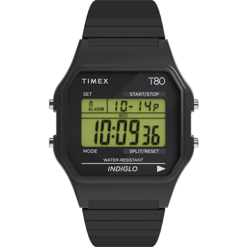 

Timex T80 34mm Watch  Black with Stainless Steel Expansion Band