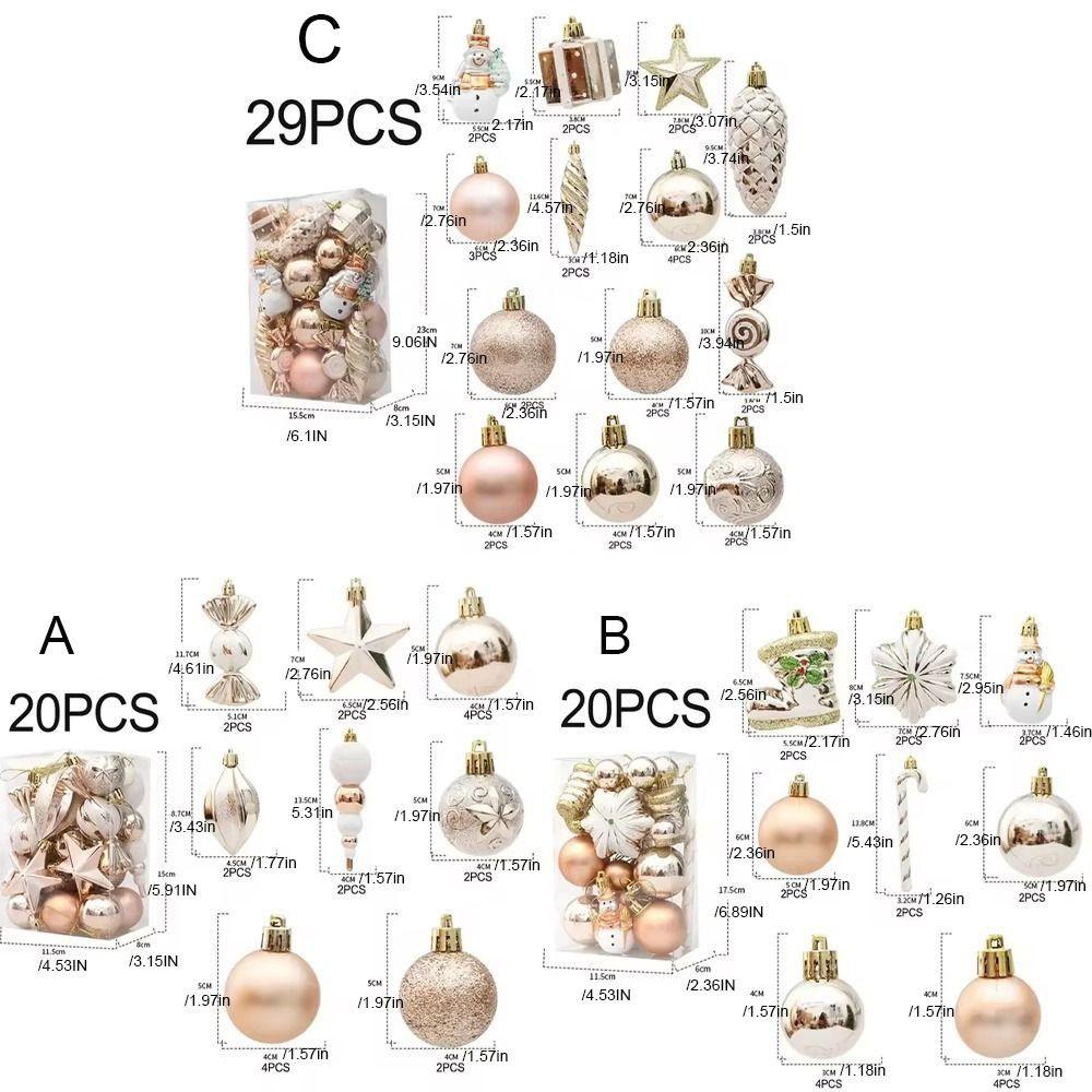 29/20Pcs Star Xmas Tree Hanging Ornaments Champagne Merry Christmas Decorations  Home New Year Decor