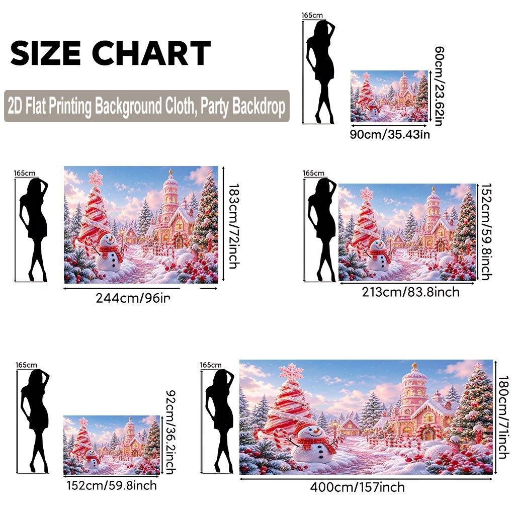 1 piece of 2D flat background fabric, snowman scarf, candy house, Christmas tree polyester background fabric bannerZL