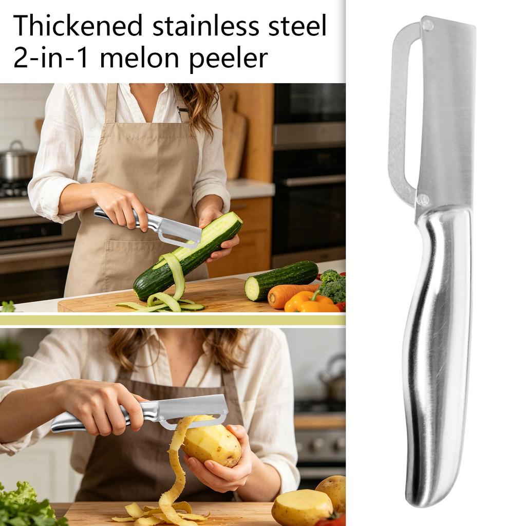 Stainless Steel Vegetable Peeler and Slicer Two in One Design Durable Ergonomic Handle for Kitchen Use Fruit and Potato Tool