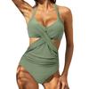 Damen-Badeanzug, ausgeschnitten, einteiliger Badeanzug, Neckholder, hohe Taille, Strandmode, Monokini, Push-Up-Badeanzug, einteilige Badebekleidung für Damen