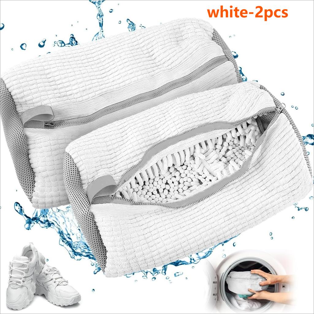 1/2pcs, Washable Shoe Washing & Drying Bag with Soft Fiber - Durable Polyester Laundry Protector for Shoes Laundry Organizer