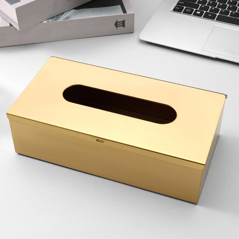 Wall Mount Tissue Box Metal Storage Case, Rectangular Pull Out Tissue Holder for Bathroom Kitchen and Dining Use