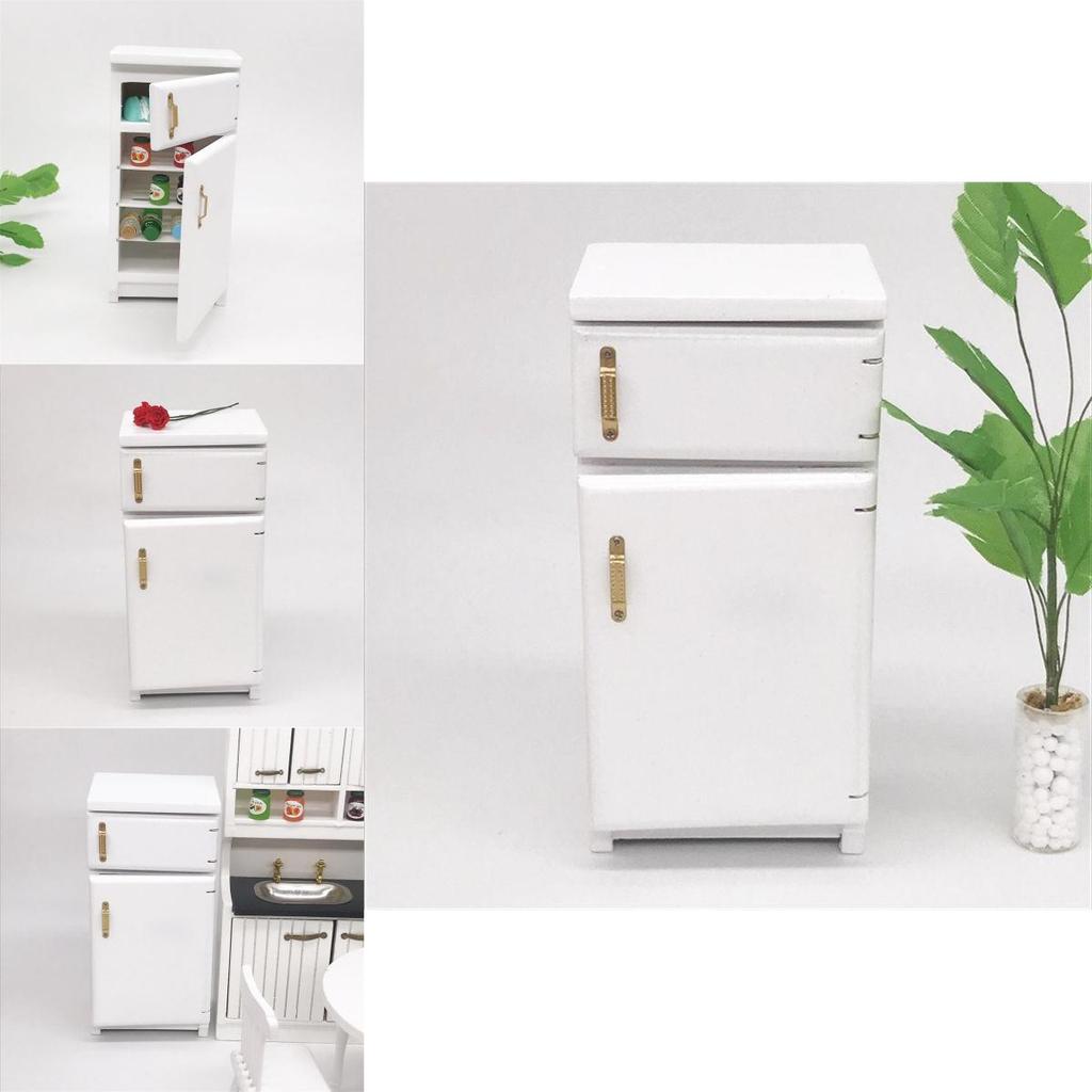 Enchanting White Birch Miniature Kitchen Refrigerator For 112 Dollhouse Decor