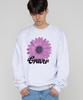 GRAVER [Unisex] Purple Daisy Flower Smile Sweatshirt_Melange White