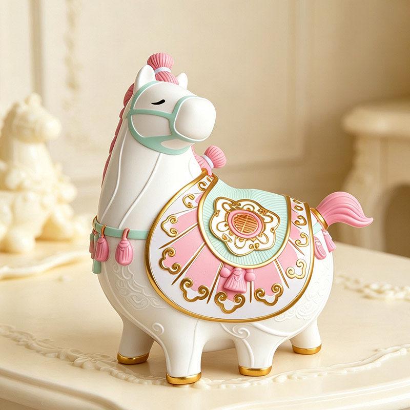 Pink Horse Money Box - Zodiac Year of the Horse Ornament, Birthday Gift, Creative Piggy Bank, Money Jar