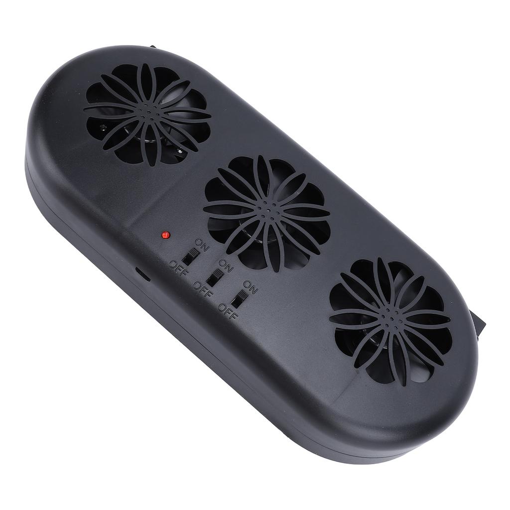 Car Air Vent Cooling Fan SUV Window Cooler 3 Outlet USB Plug in Circulation Exhaust Smoke Black