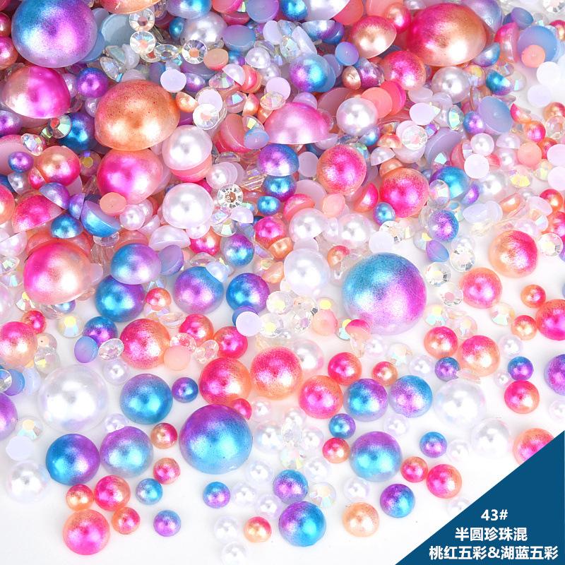 

Смешанный полукруглый жемчужный АБС-каучук с плоским дном, бриллиантовый набор, имитация жемчуга, смешанный размер, аксессуары для ювелирных изделий своими руками 500g/bag (random size)