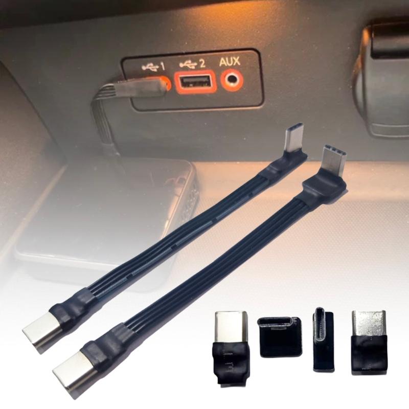 Thin USB 2.0 Type C to Type C Data Cable with Right Angle Connectors Wire for Connection to FPV and More