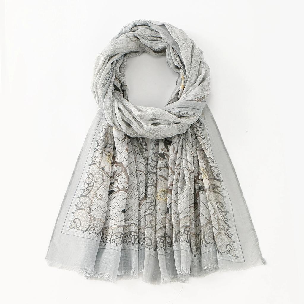 Retro Autumn Soft and Comfortable Thin Romantic Floral Scarf For Women Hijab Muslim Scarves Beach Towel 90x185cm
